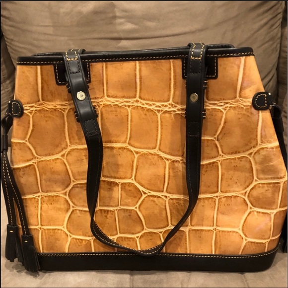 Dooney & Bourke Leather Croco Embossed Satchel - Picture 5 of 7